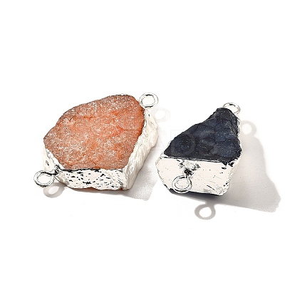 Raw Rough Natural Dyed Quartz Crystal Links Connector Charms G-K189-04S-1