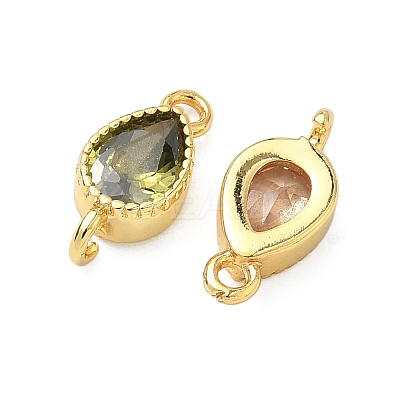 Brass Pave Cubic Zirconia Connector Charms KK-L264-10G-1