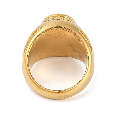 Oval 304 Stainless Steel Glass Finger Rings RJEW-D083-14G-02-1