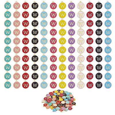 120Pcs 12 Colors Golden Plated Alloy Charms ENAM-SZ0001-64W-1