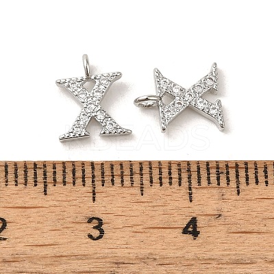 Initial Letter Brass Micro Pave Cubic Zirconia Pendants ZIRC-F008-X-1