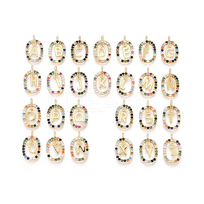 26Pcs Brass Micro Pave Cubic Zirconia Pendants KK-R218-02G-02-1