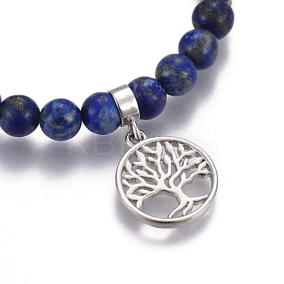 Natural Lapis Lazuli Charm Bracelets BJEW-I275-B06-1
