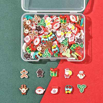 100Pcs 10 Styles Christmas Luminous Resin Cabochons RESI-FS0002-40-1