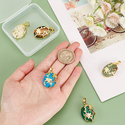 5Pcs 5 Styles Natural & Synthetic Mixed Gemstone Pendants G-PH0036-01-1