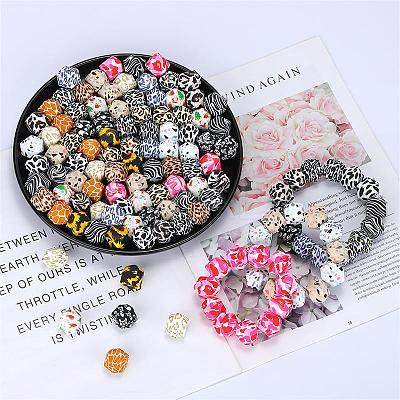 Colorful Pattern Printed Silicone Focal Beads LS-SI-JX0022A-18-1