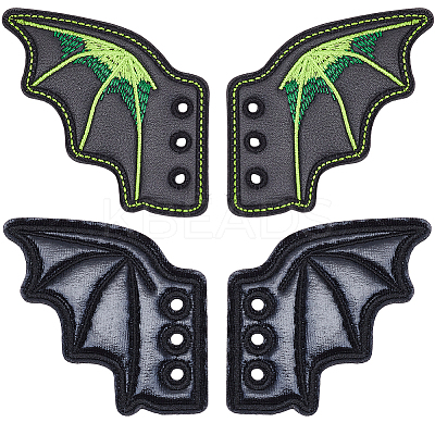 2 Pairs 2 Styles Halloween Imitation Leather Shoe Buckle for DIY Shoe Accessory AJEW-GF0011-82A-1