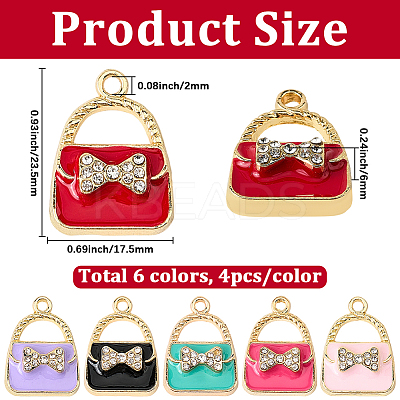 24Pcs 6 Colors Rack Plating Alloy Enamel Pendants ENAM-SC0007-18-1