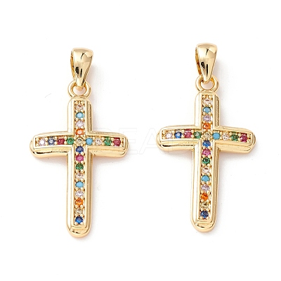 Brass Micro Pave Colorful Cubic Zirconia Pendants ZIRC-Z019-17G-NR-1