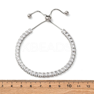 304 Stainless Steel with Clear Cubic Zirconia Link Chain Bracelets BJEW-G754-03P-02-1