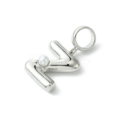 Rack Plating Brass with ABS Plastic Pearl European Dangle Charms KK-G501-02Z-P-1