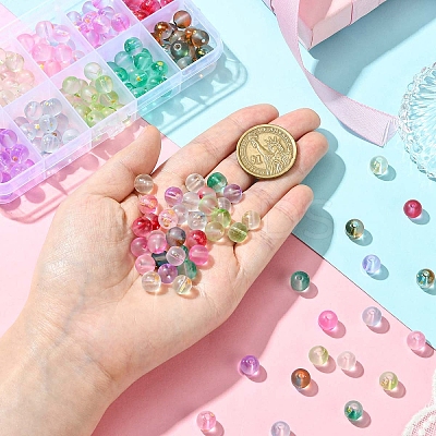 200Pcs 10 Colors Frosted Baking Paint Glass Beads DGLA-YW0001-43-1