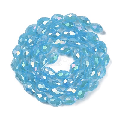 Opaque Solid Color Electroplate Glass Beads Strands EGLA-N013-J6mm-B05-1