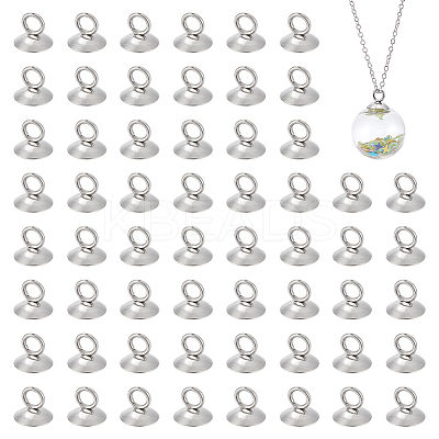 100Pcs 202 Stainless Steel Bead Cap Pendant Bails STAS-UN0034-88-1