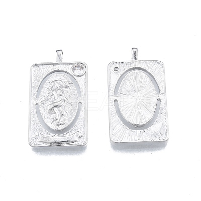 Brass Micro Pave Clear Cubic Zirconia Pendants KK-G432-19P-1