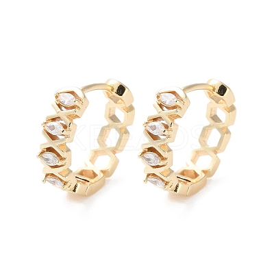Rack Plating Brass Clear Cubic Zirconia Hoop Earrings EJEW-S241-08G-1