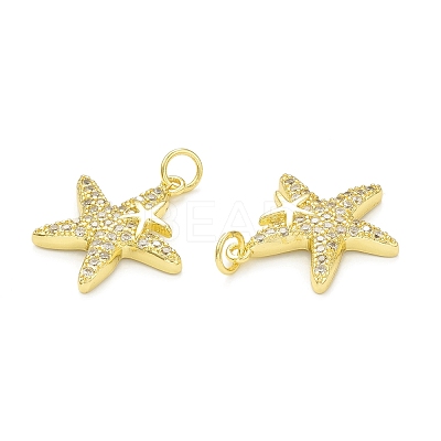 Rack Plating Brass Micro Pave Clear Cubic Zirconia Pendants KK-C011-09G-1
