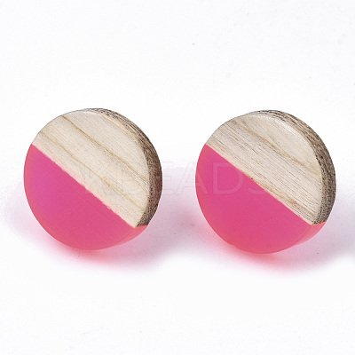 Transparent Resin & Wood Stud Earrings EJEW-N017-003A-D05-1