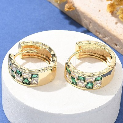 Brass Micro Pave Cubic Zirconia Hoop Earrings EJEW-H152-01B-G-1