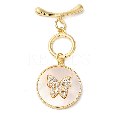 Brass Micro Pave Clear Cubic Zirconia Toggle Clasps KK-N254-92G-1