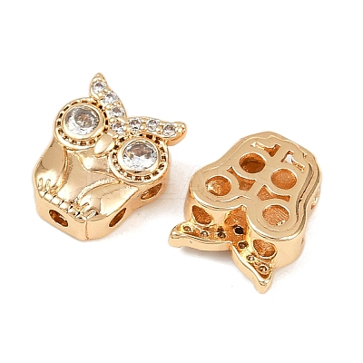 Brass Micro Pave Cubic Zirconia Beads KK-F906-16G-1