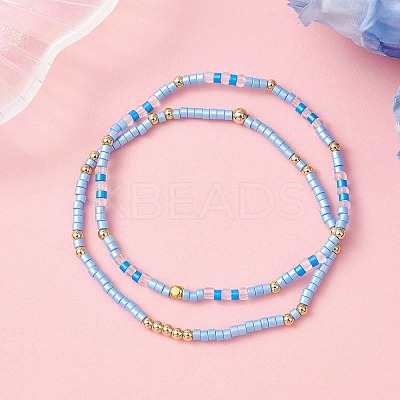 2Pcs Glass Seed Beaded Stretch Bracelets Sets for Women BJEW-MZ00296-02-1