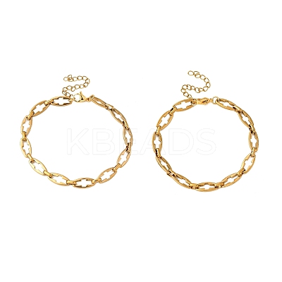 2Pcs 2 Styles 304 Stainless Steel Hollow Cross-Linked Chain Bracelets for Couple BJEW-JB12295-1