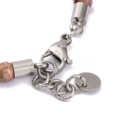 Natural Rhodochrosite & Synthetic Magnetic Hematite Anchor Beaded Bracelet BJEW-P339-01P-03-1