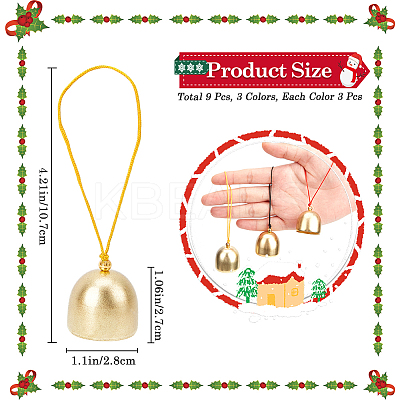9Pcs 3 Colors Golden Tone Alloy Wind Chimes AJEW-CN0002-57-1