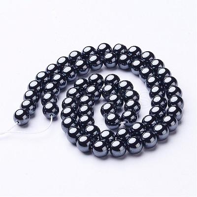 6MM Black AAA Grade Round Non-Magnetic Synthetic Hematite Beads Strands X-G-H1072-1-1