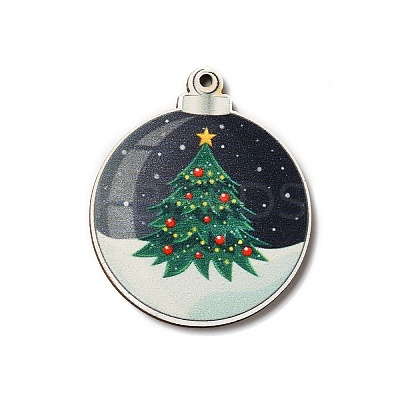 Single Face Printed Wood Pendants WOOD-H102-02H-1