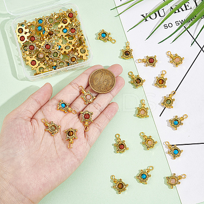 60Pcs Natural & Synthetic Mixed Gemstone Pendants PALLOY-NB0003-95-1
