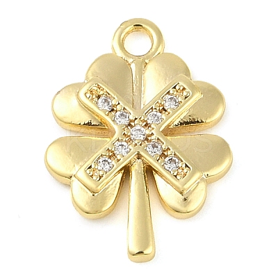 Cross Theme Real 18K Gold Plated Brass Micro Pave Clear Cubic Zirconia Pendants KK-L219-06G-01-1