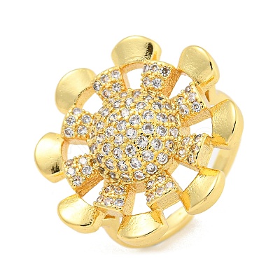 Helm Clear Cubic Zirconia Open Cuff Ring RJEW-L121-026G-1