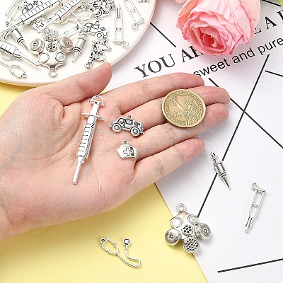 40Pcs 8 Styles Tibetan Style Alloy Pendants TIBEP-YW0001-86-1