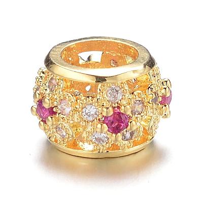 Brass Micro Pave Cubic Zirconia European Beads ZIRC-K028-03G-FF-1