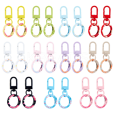 22Pcs 11 Colors Baking Paint Alloy Swivel Clasps KEYC-HS0001-08-1