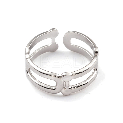 Non-Tarnish 304 Stainless Steel Hollow Out Oval Wrap Open Cuff Rings for Women RJEW-G285-51P-1