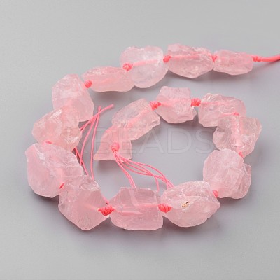 Natural Raw Rose Quartz Beads Strands G-D833-20-1