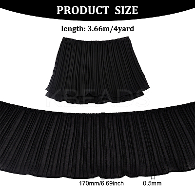 4 Yards Polyester Pleated Elastic Lace Ribbon OCOR-FG0001-79A-1