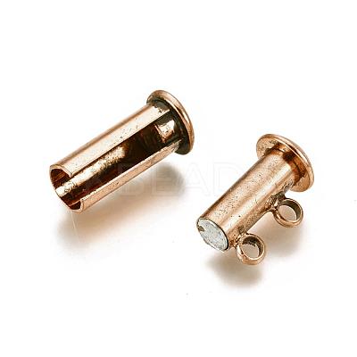2-Strands 4-Holes Tube Brass Magnetic Slide Lock Clasps X-KK-D472-R-NF-1