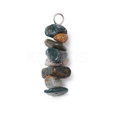 3Pcs Natural Labradorite & Moss Agate & Obsidian Chip Beaded Constellation Pendants PALLOY-JF03043-10-1