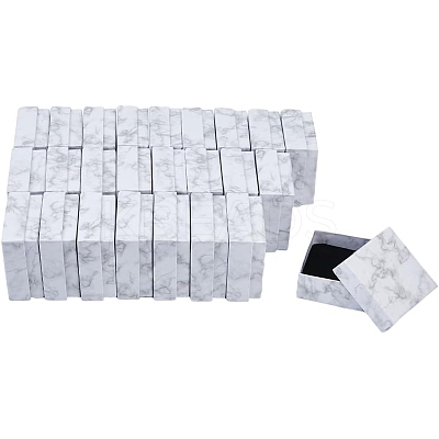 25Pcs Square Marble Print Paper Jewelry Gift Box CON-FI0001-01-1