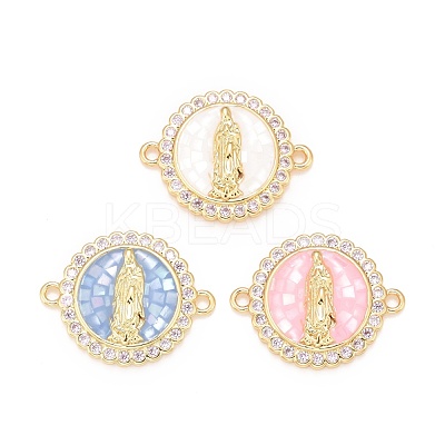 Brass Clear Cubic Zirconia Connector Charms KK-A161-05G-1