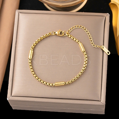 304 Stainless Steel Box Bracelets for Women LS-BJEW-D407-03G-1