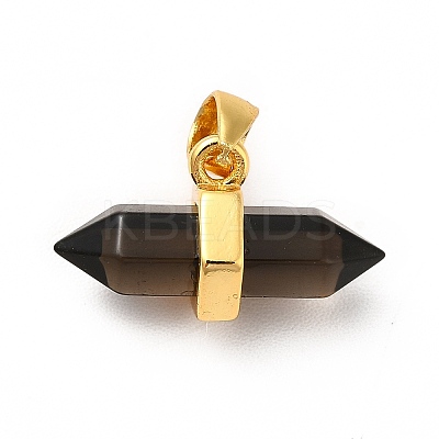 Natural Smoky Quartz Double Terminal Pointed Pendants G-P481-01G-06-1