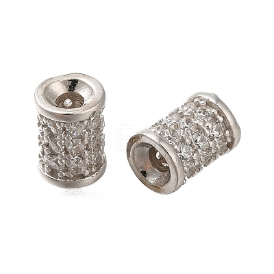 925 Sterling Silver Micro Pave Clear Cubic Zirconia Beads STER-M018-11P-1