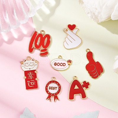 7Pcs 7 Styles Alloy Enamel Pendants ENAM-FP0003-14-1