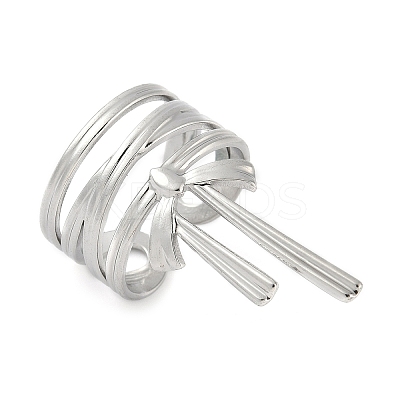 304 Stainless Steel Open Cuff Rings for Women LS-RJEW-U060-01M-P-1