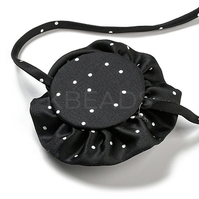 Polka Dot Pattern Fabric Rose Tie Choker Necklaces for Women LS-NJEW-Z022-01D-1